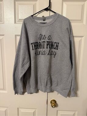 Gildan Gray Crewneck Sweatshirt with Black Graphic Text